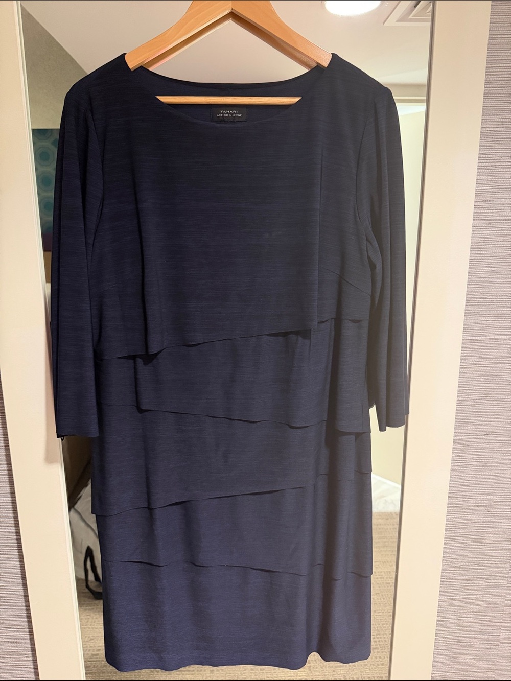 Layered Long Sleeve Dress in Dark Blue by TALBOTS